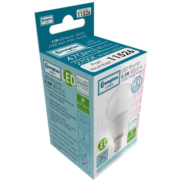 LED Round Thermal Plastic • 5.5W • 2700K • SES-E14