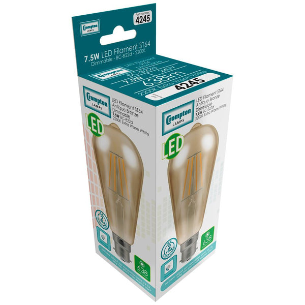 LED ST64 Filament Antique • Dimmable • 7.5W • 2200K • BC-B22d