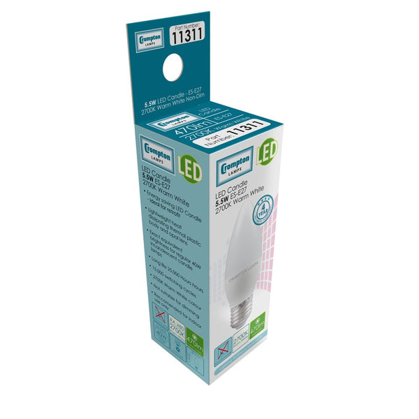 LED Candle Thermal Plastic • 5.5W (40W) • 2700K • ES-E27
